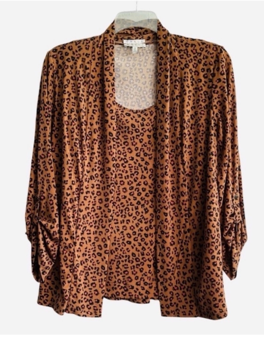 Chaus Cardigan Two Piece Set with matching Tank Top Tan Brown Size M